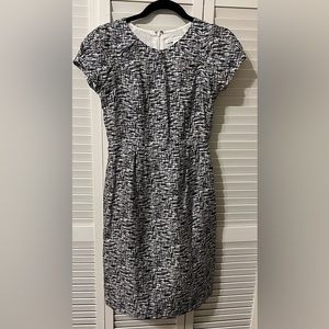 Banana Republic Black & Cream Short Sleeve Silk Dress - SZ 0